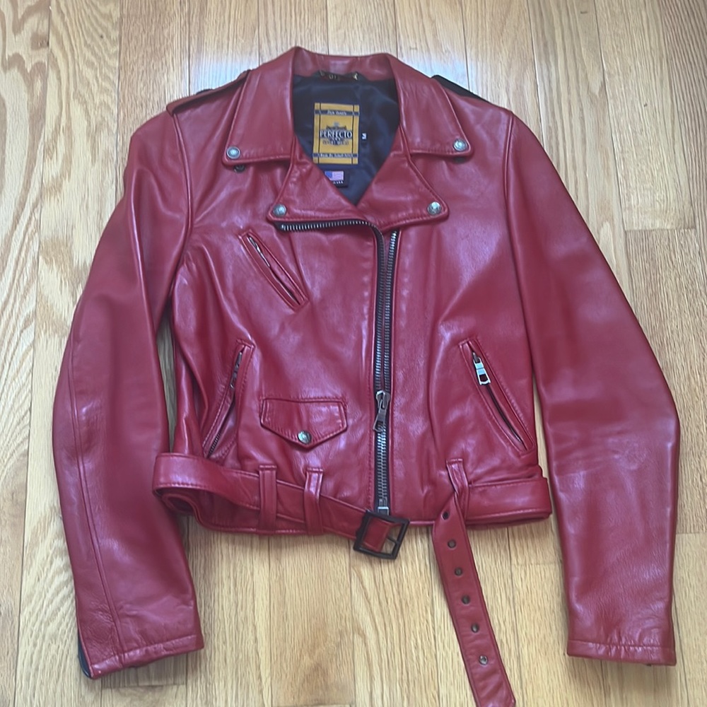 Women’s Red Lambskin Schott Perfecto